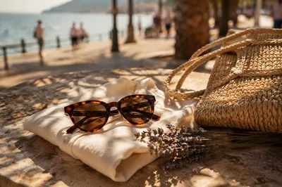 Tortoiseshell Sunglasses on Coastal Linen