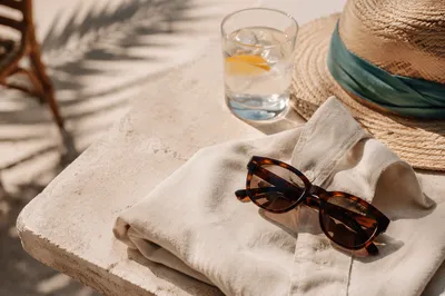 Tortoiseshell Sunglasses on Coastal Summer Patio
