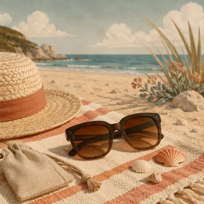 Chic Sunglasses on Beach Towel
