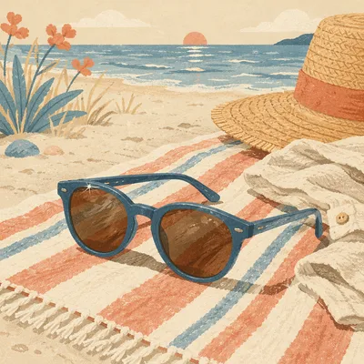 Chic Sunglasses on Beach Towel
