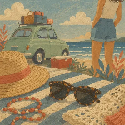 Summer Sunglasses on Beach Towel Still Life