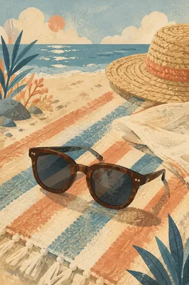 Chic Sunglasses on Beach Towel