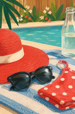 Summer Sunglasses and Beach Towel Fashion Scene