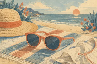 Chic Sunglasses on Beach Towel