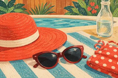 Summer Sunglasses and Beach Towel Fashion