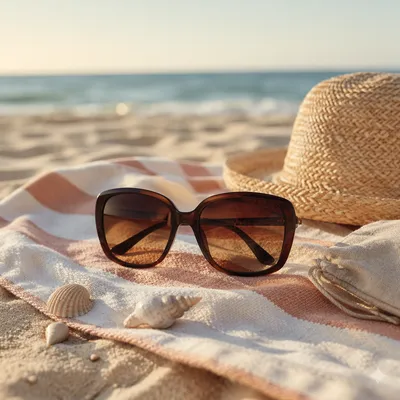Chic Sunglasses on Beach Towel