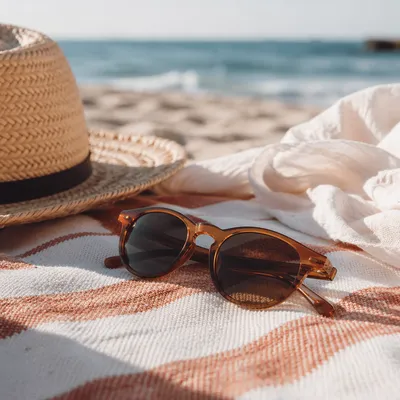 Chic Sunglasses on Beach Towel