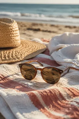 Chic Sunglasses on Beach Towel