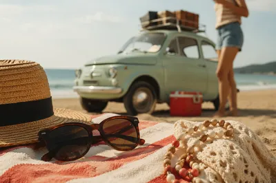 Summer Beach Sunglasses and Coastal Fashion Still Life