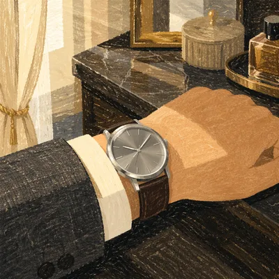 Luxury Wristwatch Close-Up on Tailored Cuff