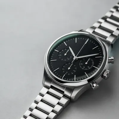 Luxury Wristwatch Macro on Pale Gray