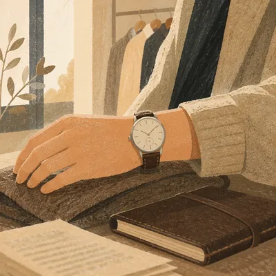 Elegant Wristwatch Close-Up in Boutique Light
