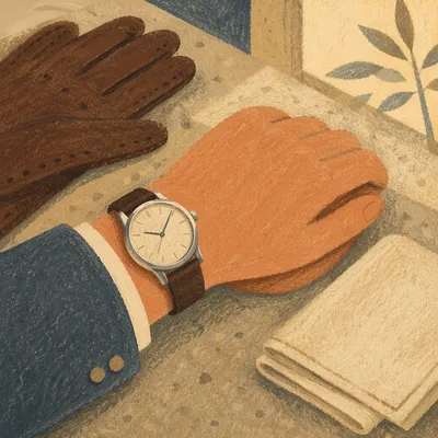 Luxury Wristwatch Close Up on Linen