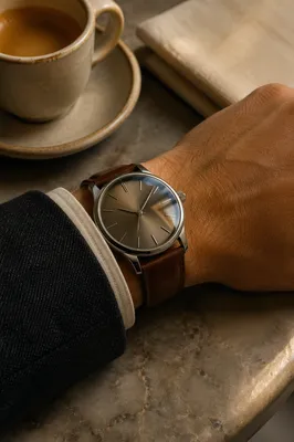 Luxury Wristwatch Close-Up in Warm Light