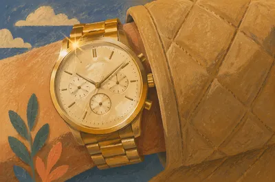Luxury Gold Wristwatch Macro Close Up