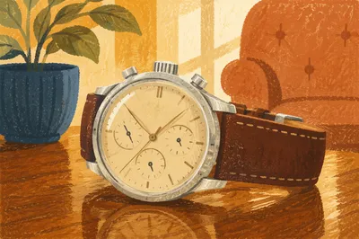 Luxury Wristwatch Close-Up on Wooden Table