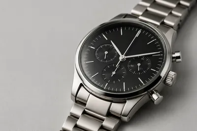 Luxury Wristwatch Macro on Pale Gray