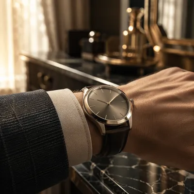 Luxury Wristwatch Close-Up in Morning Light