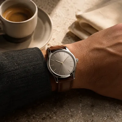 Luxury Wristwatch Close-Up in Warm Light