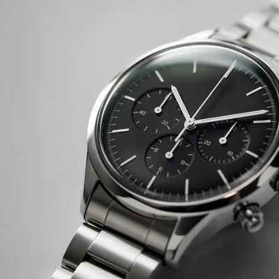 Luxury Wristwatch Macro on Gray Surface