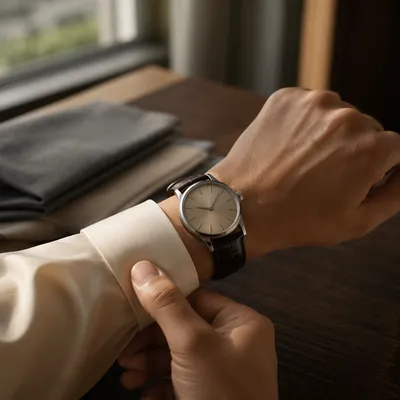Luxury Wristwatch Close Up with Cream Cuff