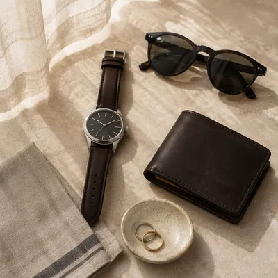 Elegant Accessories Flat Lay in Morning Light