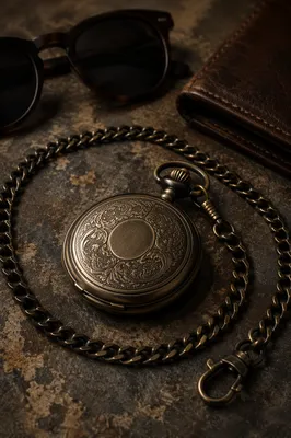 Vintage Pocket Watch Accessories Flat Lay