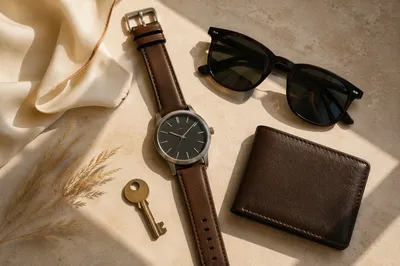 Elegant Accessories Flat Lay on Linen
