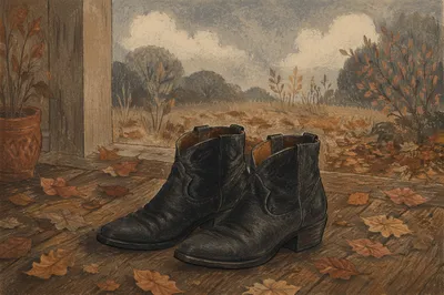 Black Leather Ankle Boots in Autumn Light