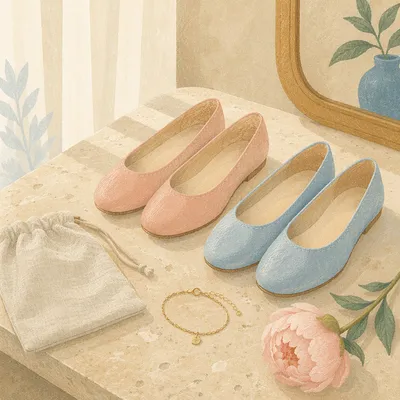 Elegant Pastel Ballet Flats Still Life