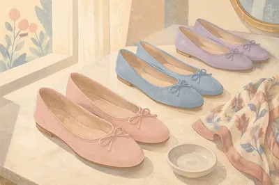 Elegant Pastel Ballet Flats Vanity Still Life