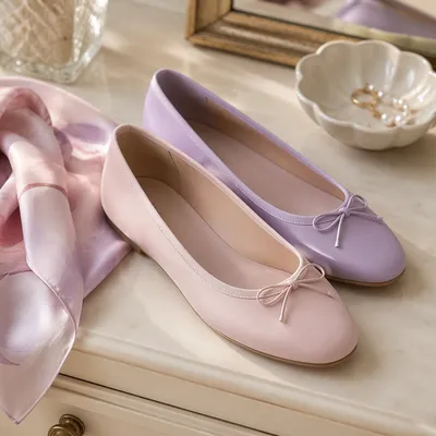 Elegant Pastel Ballet Flats on Marble Vanity