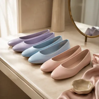 Elegant Pastel Ballet Flats Vanity Still Life