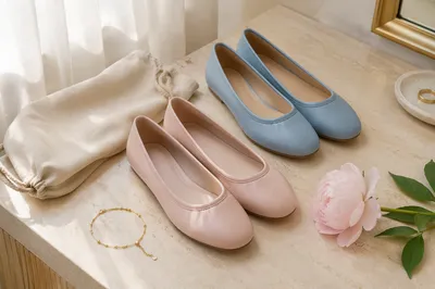 Elegant Pastel Ballet Flats Still Life