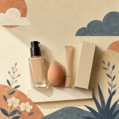 Minimal Beauty Flat Lay with Foundation