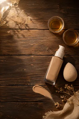 Beauty Blender and Foundation Flat Lay