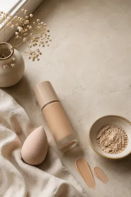 Elegant Beauty Blender Foundation Flat Lay