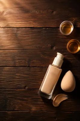 Beauty Blender and Foundation Flat Lay