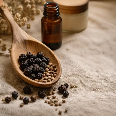 Botanical Beauty Ingredients on Linen Surface
