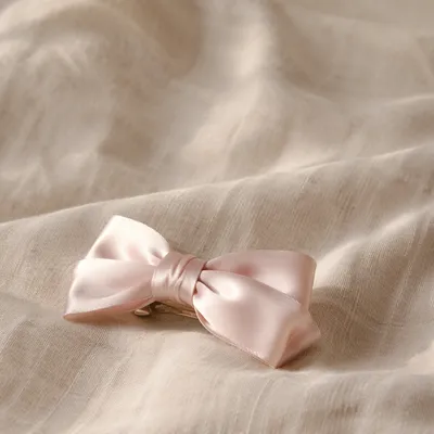 Blush Bow Hair Clip on Linen