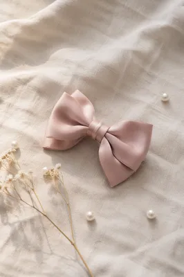 Dusty Rose Bow Hair Clip Flat Lay