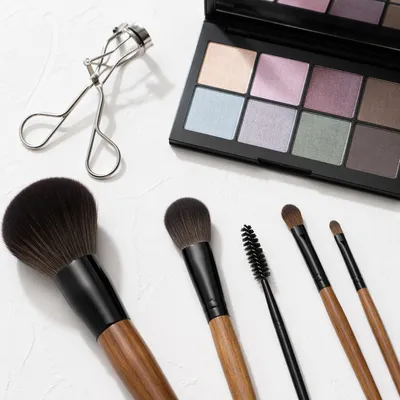 Organized Makeup Brush Set Flat Lay