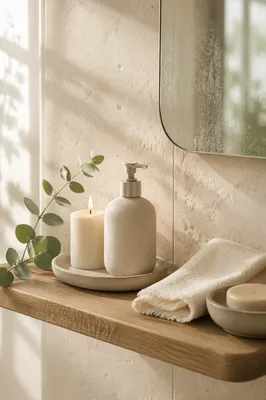 Minimalist Candle and Lotion Bathroom Shelf