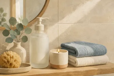 Spa Candle and Lotion Bathroom Shelf