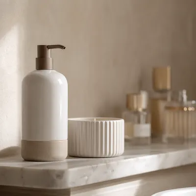 Minimal Candle and Lotion Bathroom Shelf