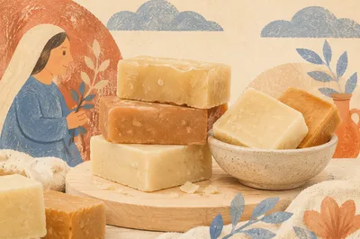 Handmade Natural Soap Bars in Ceramic Bowl