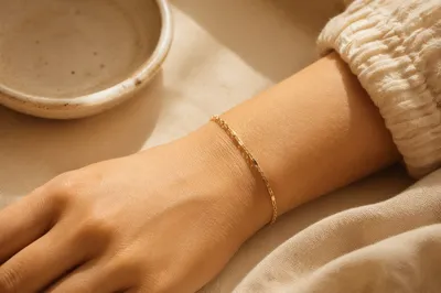 Delicate Gold Chain Bracelet on Wrist