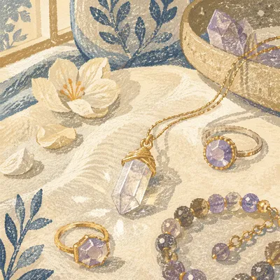 Elegant Crystal Gemstone Jewelry Flat Lay