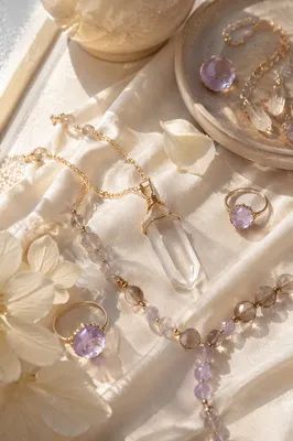 Elegant Crystal Gemstone Jewelry Flat Lay