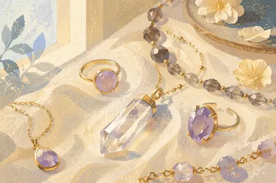 Elegant Crystal Gemstone Jewelry Flat Lay